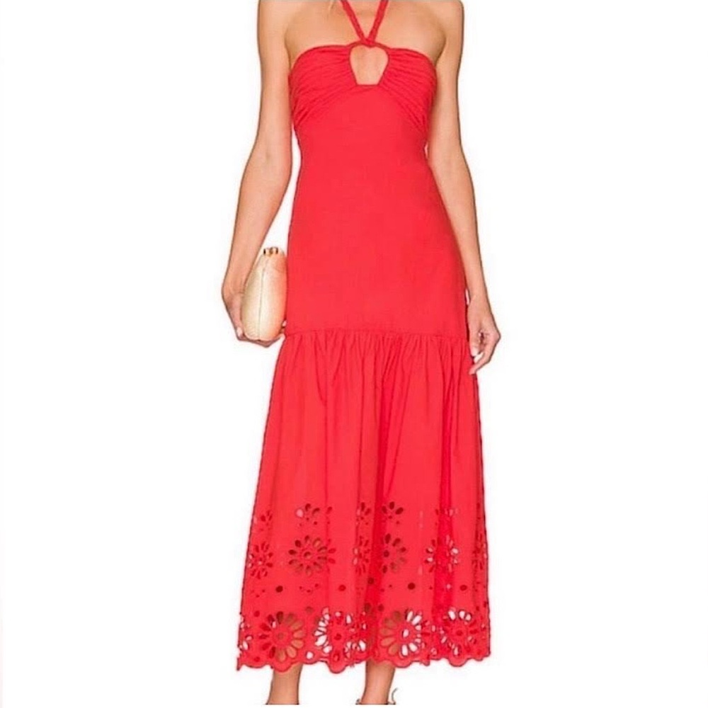 Jason Wu Vibrant Red Halter Maxi Dress size Small